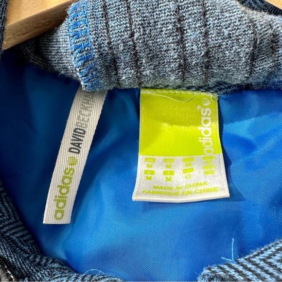 Adidas x David Beckham Blue Jacket Hoodie Elbow Patches Zip Front Size Medium - Picture 13 of 15